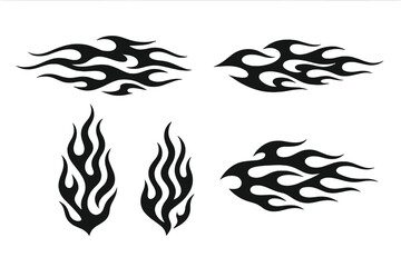 Flame design elements created for artistic and decorative purposes showcasing vibrant patterns and dynamic shapes