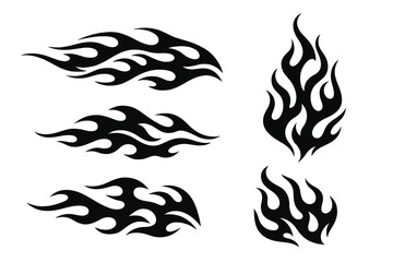 Fototapeta premium Unique black flame designs in various shapes and sizes suitable for tattoos or artwork