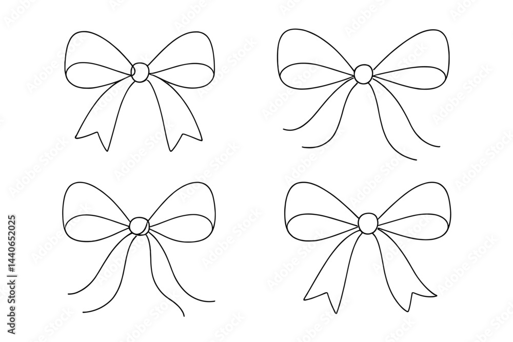 Poster various styles of decorative bows suitable for crafting and design projects in a minimalist layout