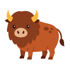 Cute cartoon bison illustration isolated on white background vector graphic design