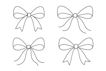 Various styles of decorative bows suitable for crafting and design projects in a minimalist layout