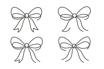 Creative and simple illustrations of various bow designs for crafting and decoration uses