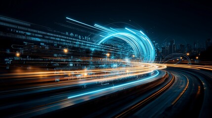 Obraz premium Futuristic highway of data streams