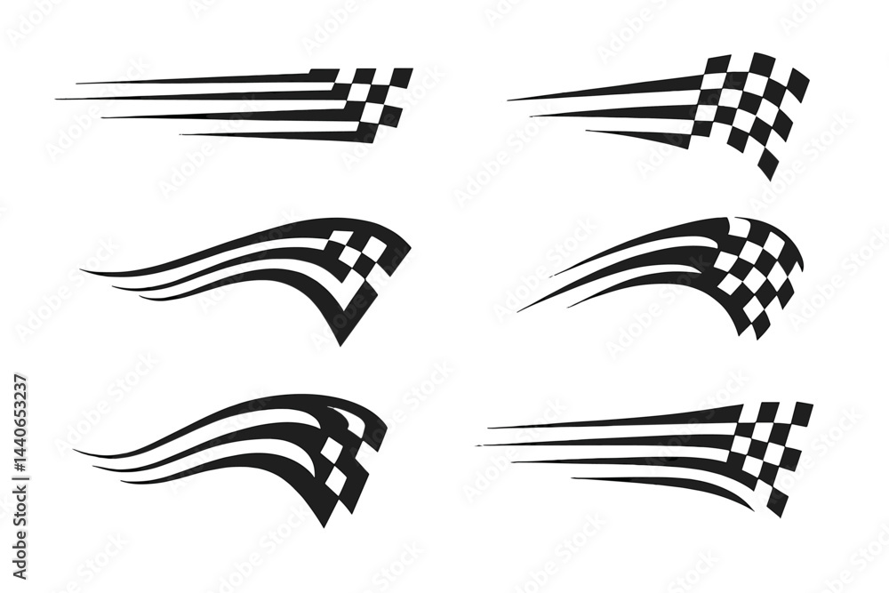 Poster dynamic racing flags with motion lines showcasing speed and excitement at a motorsport event