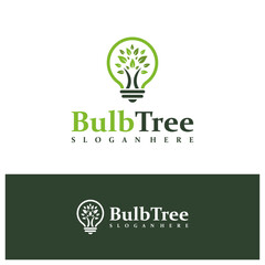 Bulb Tree logo design concept vector. Tree Bulb Logo Design Template. Creative Symbol. Icon