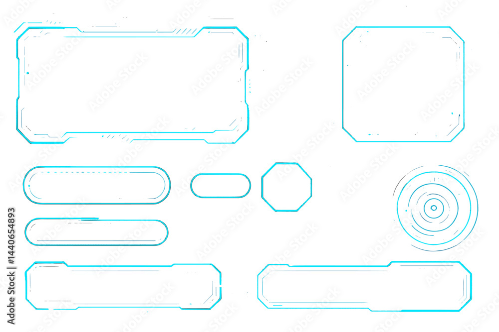 Poster futuristic interface elements designed for user interaction in digital applications or games