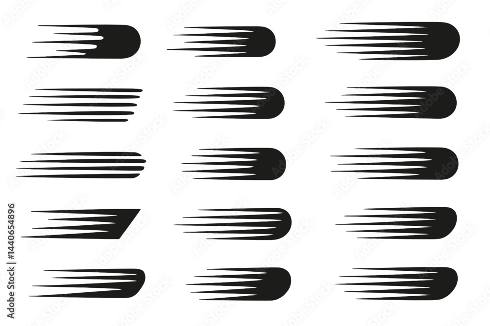 Poster dynamic motion shapes illustrating speed and movement through various designs and forms