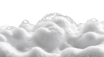 White clean soap foam on transparent background