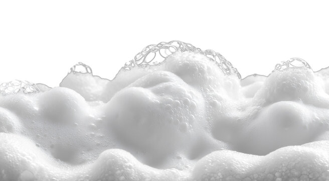 White clean soap foam on transparent background