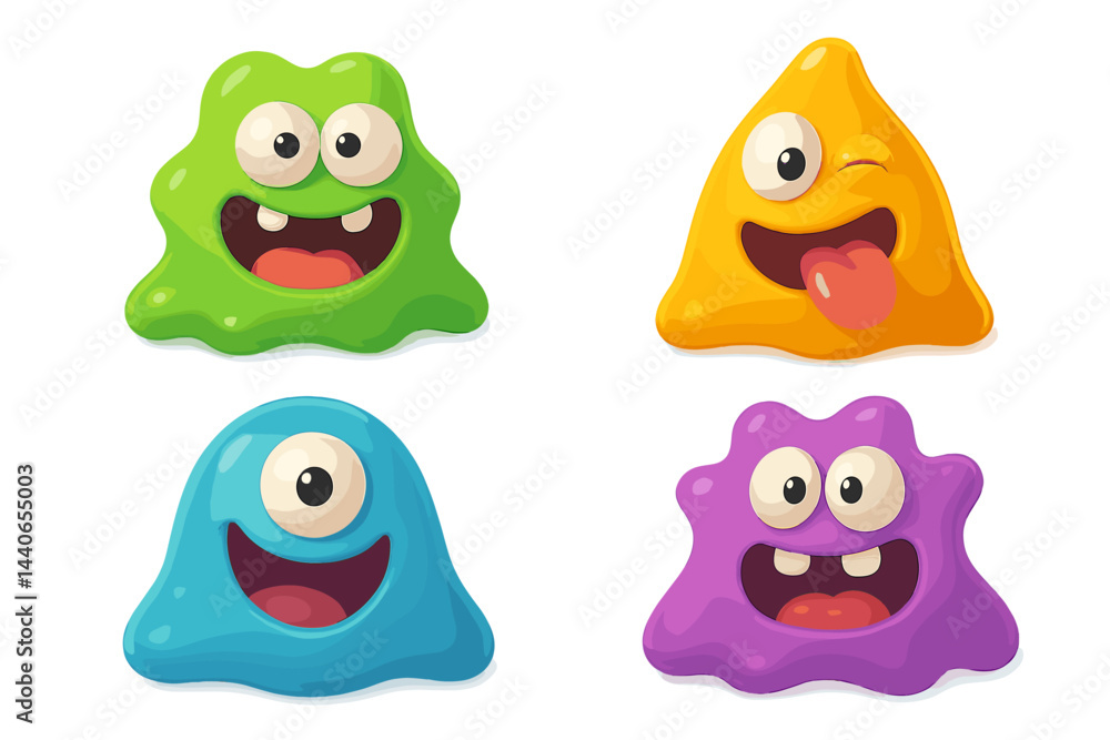 Aufkleber colorful animated creatures displaying various expressions and emotions in a playful design