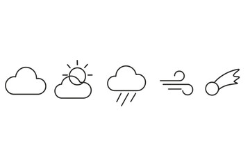 Weather symbols representing various atmospheric conditions in a minimalistic design suitable for educational use