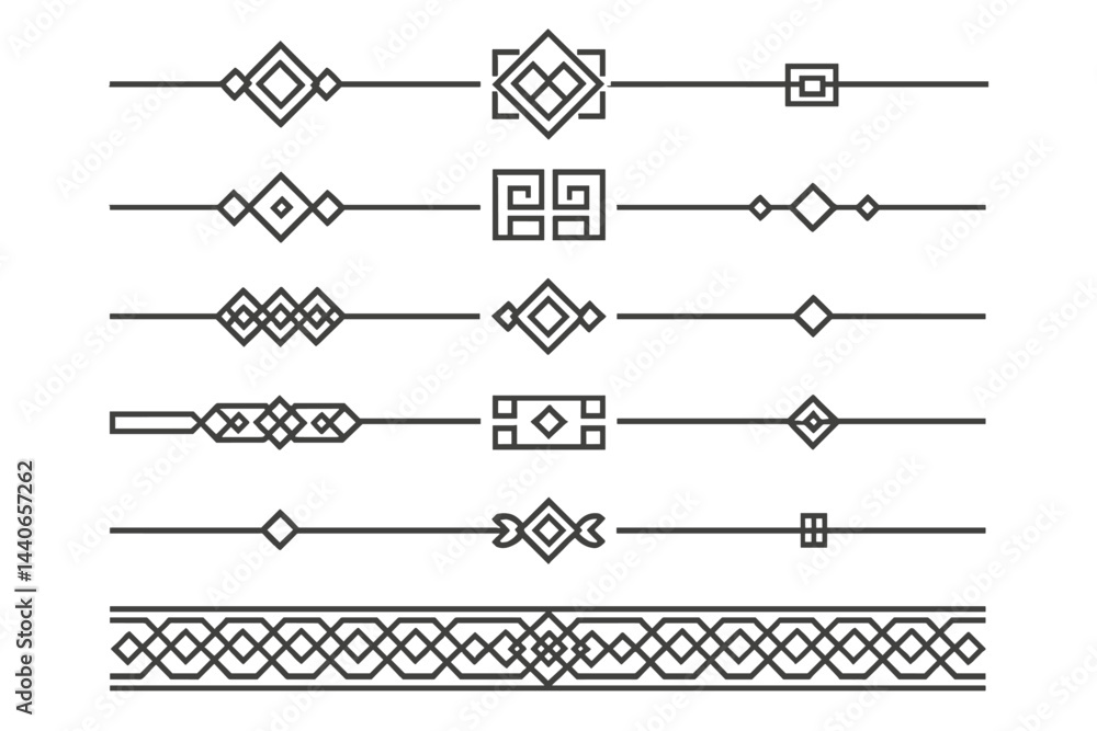 Poster decorative line patterns with geometric shapes suitable for backgrounds and graphic design projects