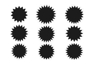 Black starburst shapes arranged in a grid pattern, ideal for design and decoration projects