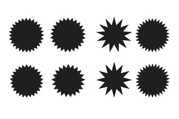 Black starburst shapes arranged in a grid pattern on a white background for design purposes