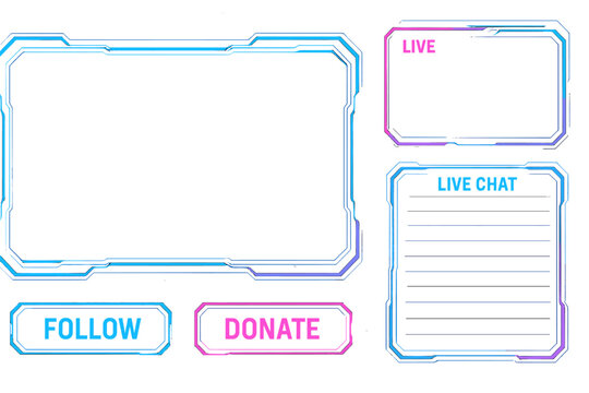 Stream overlay set in modern design suitable for gaming or online content creation in vibrant colors and customizable options