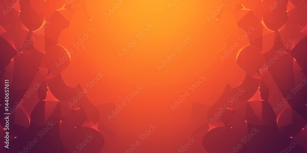 Poster abstract orange and red gradient background with blurred shapes on the left and right side