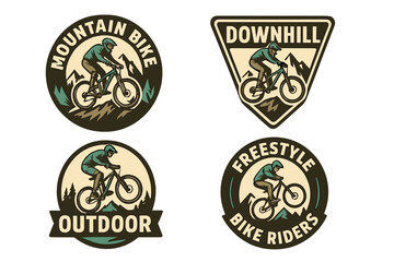 Obraz premium Designs featuring mountain biking activities in outdoor settings with various riders performing tricks