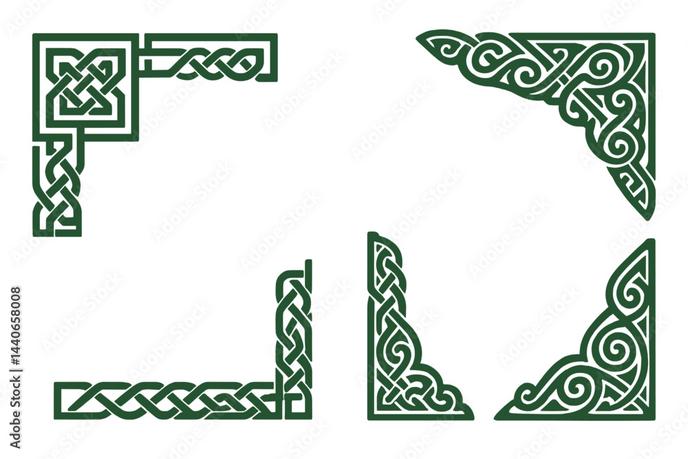 Poster decorative celtic knot patterns designed for artistic borders and framing elements in various artist