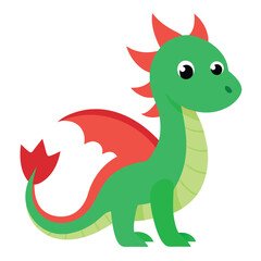 Cute cartoon dragon vector illustration for childrens books and graphic design