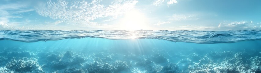 Fototapeta premium 360 degree hdr ocean view seascape underwater environment sunlit horizon