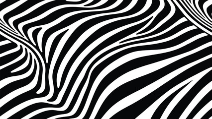Zebra Stripes Vector Pattern – Black and White Abstract Animal Print Background