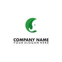 leaf logo with negative space cute elephant