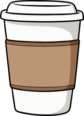 High-Quality Vector Illustration of a Coffee Cup with Sleek Sleeve – Perfect for Trendy Cafés, Coffee Shops, and Digital Beverage Branding, Ideal for Marketing, Commercial, and Creative Use