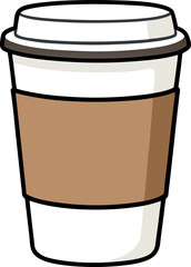 High-Quality Vector Illustration of a Coffee Cup with Sleek Sleeve – Perfect for Trendy Cafés, Coffee Shops, and Digital Beverage Branding, Ideal for Marketing, Commercial, and Creative Use
