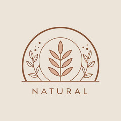 Obraz premium Minimalist Natural Plant Logo Design with Elegant Brown and Beige Aesthetic