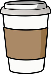 High-Quality Vector Illustration of a Coffee Cup with Sleek Sleeve – Perfect for Trendy Cafés, Coffee Shops, and Digital Beverage Branding, Ideal for Marketing, Commercial, and Creative Use