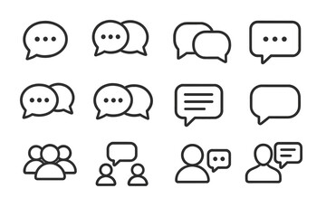 Fototapeta premium Collection of speech bubbles and conversation icons designed for communication and dialogue representation