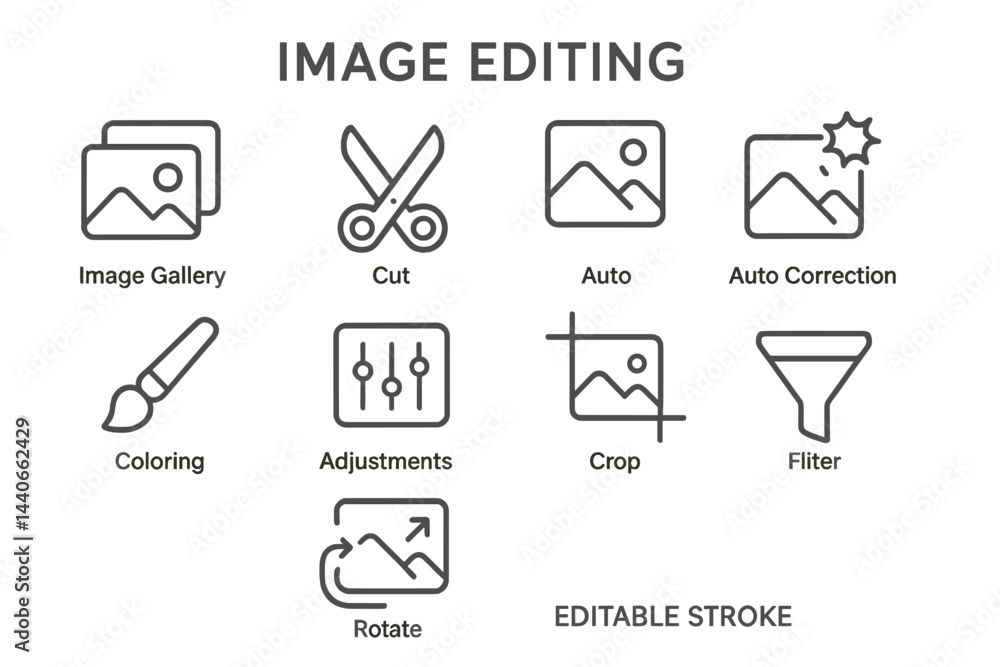Poster tools for digital image editing displayed on a clean background, showcasing essential functionalitie