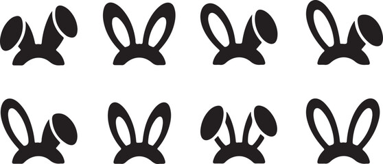 Fototapeta premium Vector Illustration of Bunny Ears Silhouette Icons for Easter, Spring, and Animal Theme Design