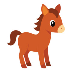 Fototapeta premium Cute brown horse cartoon vector illustration on white background