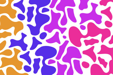 Seamless pattern with multicolor blob shape clouds. Cartoon kid pattern. Colorful liquid amoeba shaped forms. Groovy childish abstract freeform blotches, organic shapes design for cover, poster etc.