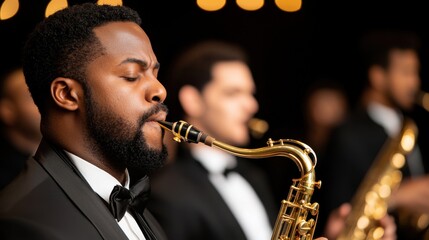 Hangout Area Concept, Live Jazz Performance in Club with Musicians Engaging Audience Through Dynamic Band Experience