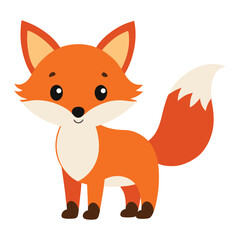 Cute cartoon fox illustration standing isolated on white background vector graphics