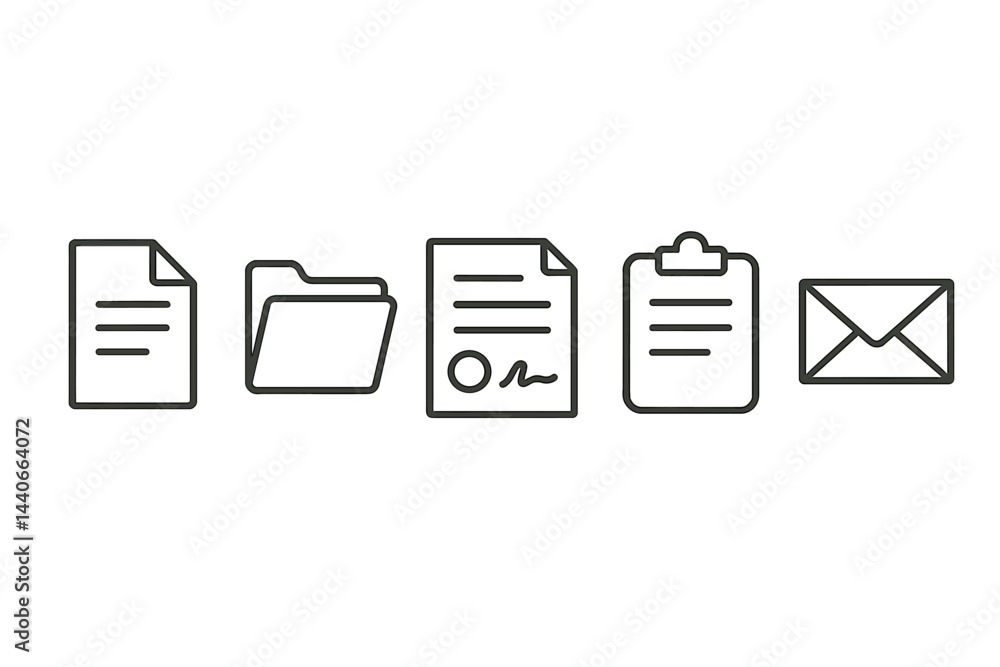 Poster documents and office supplies displayed in a minimalist style for organizing tasks and information m