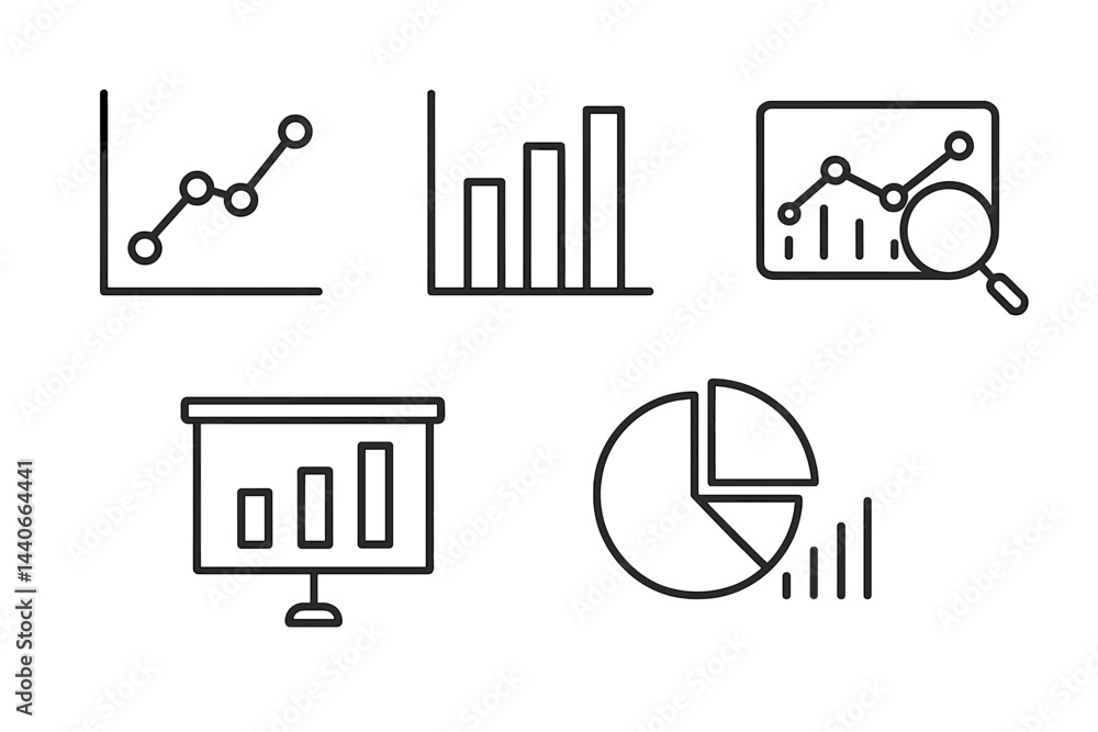 Aufkleber visual representation of data analytics with various chart types illustrating trends and insights in