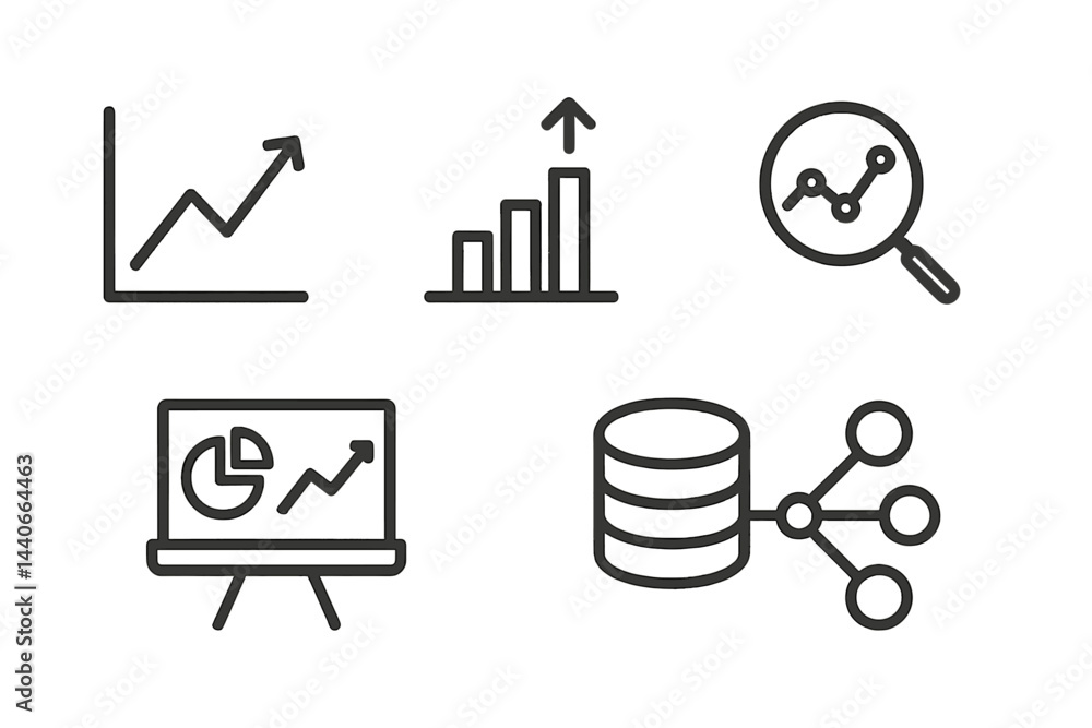 Poster visual representation of data analysis and growth trends in a modern business environment