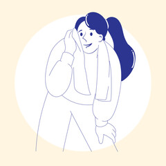 Woman Wiping Sweat with Towel After Exercise