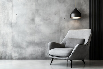 Chair in front of concrete wall. Street art mural painted on wall behind chair. Contrast of urban setting and artistic creativity.