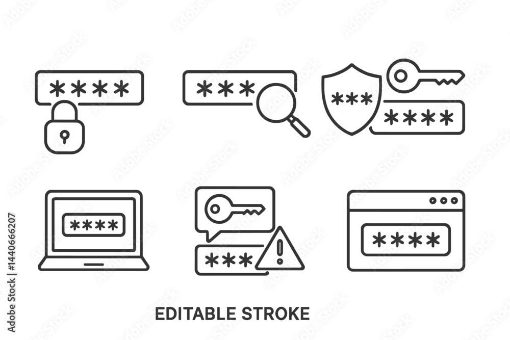 Poster secure password management icons illustrating various practices for online security and protection o