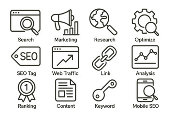 Fototapeta premium Visual representation of digital marketing concepts highlighting SEO, web traffic, and content optimization strategies