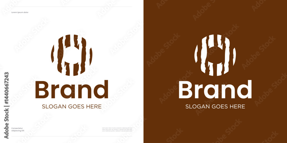 Poster circle or letter o with negative space sliced, minimal abstract symbol scratch stripe claw marks wit