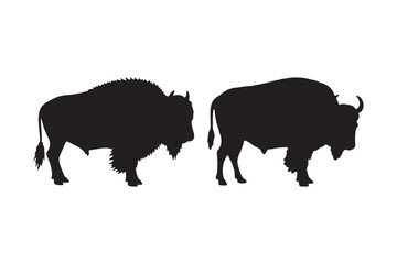 Bison Buffalo Silhouette Vector Illustration Wild Animal Profile Art