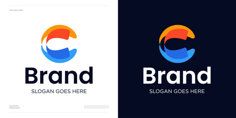 Creative letter C global circle logo icon design vector illustration editable, Symbol initial alphabet with colorful layers shape for brand identity and business company