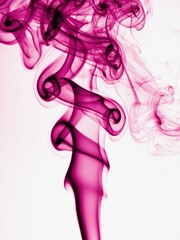 Vivid magenta smoke cloud curling against deep black background Rich saturation