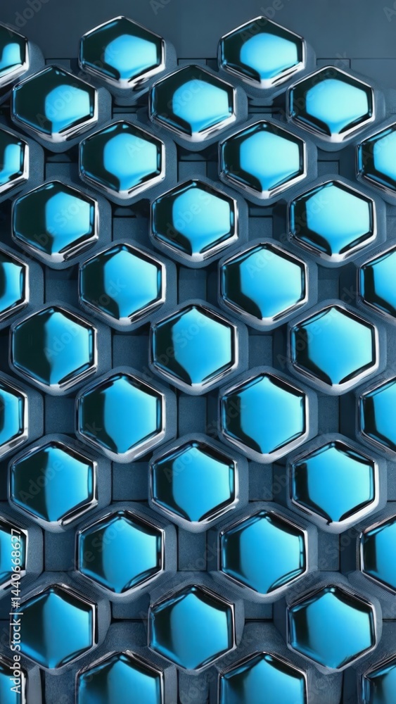 Aufkleber metallic hexagonal pattern with shifting gradient from silver to blue modern bac