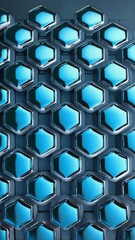 Naklejka premium Metallic hexagonal pattern with shifting gradient from silver to blue Modern bac